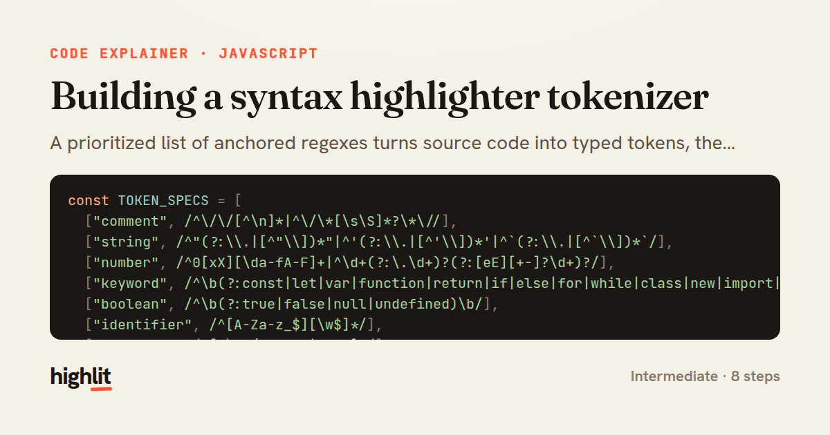 Building a syntax highlighter tokenizer — share card