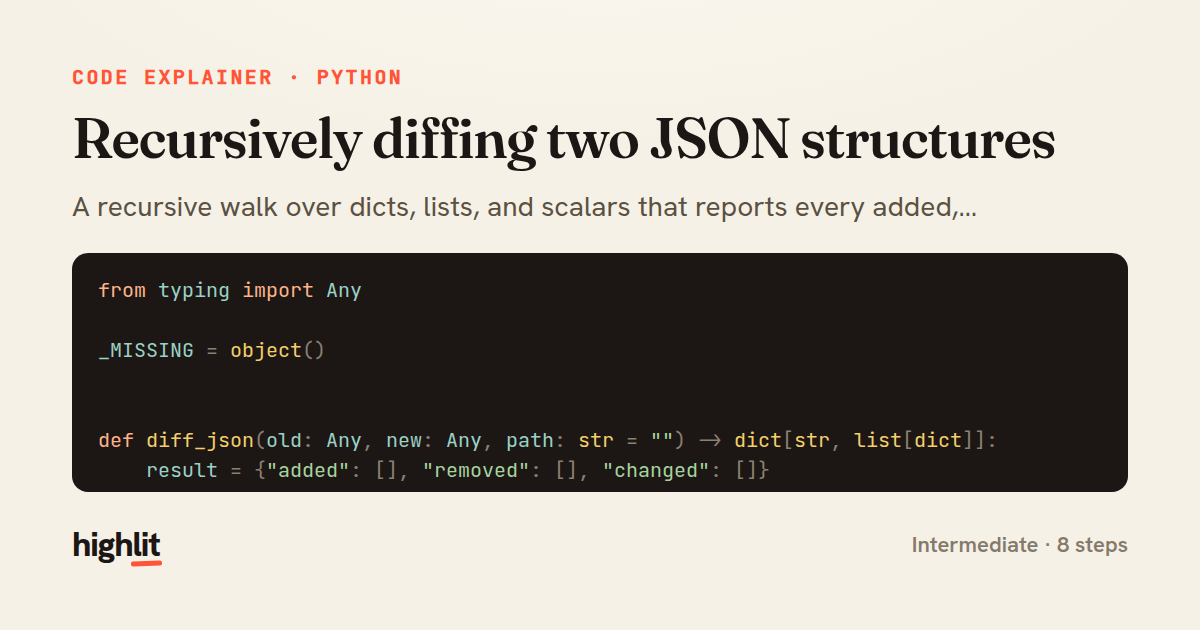 Recursively diffing two JSON structures — share card