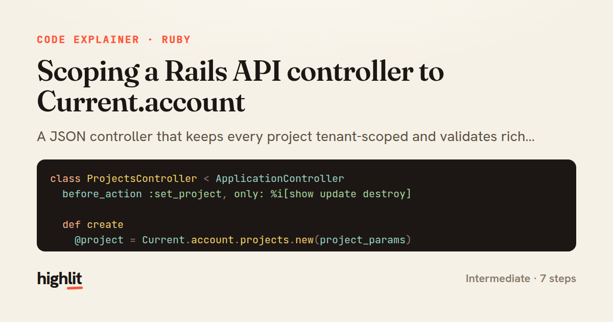 Scoping a Rails API controller to Current.account — share card