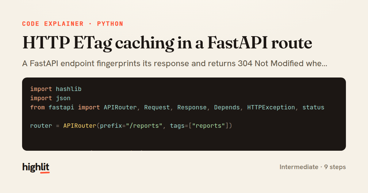 HTTP ETag caching in a FastAPI route — share card