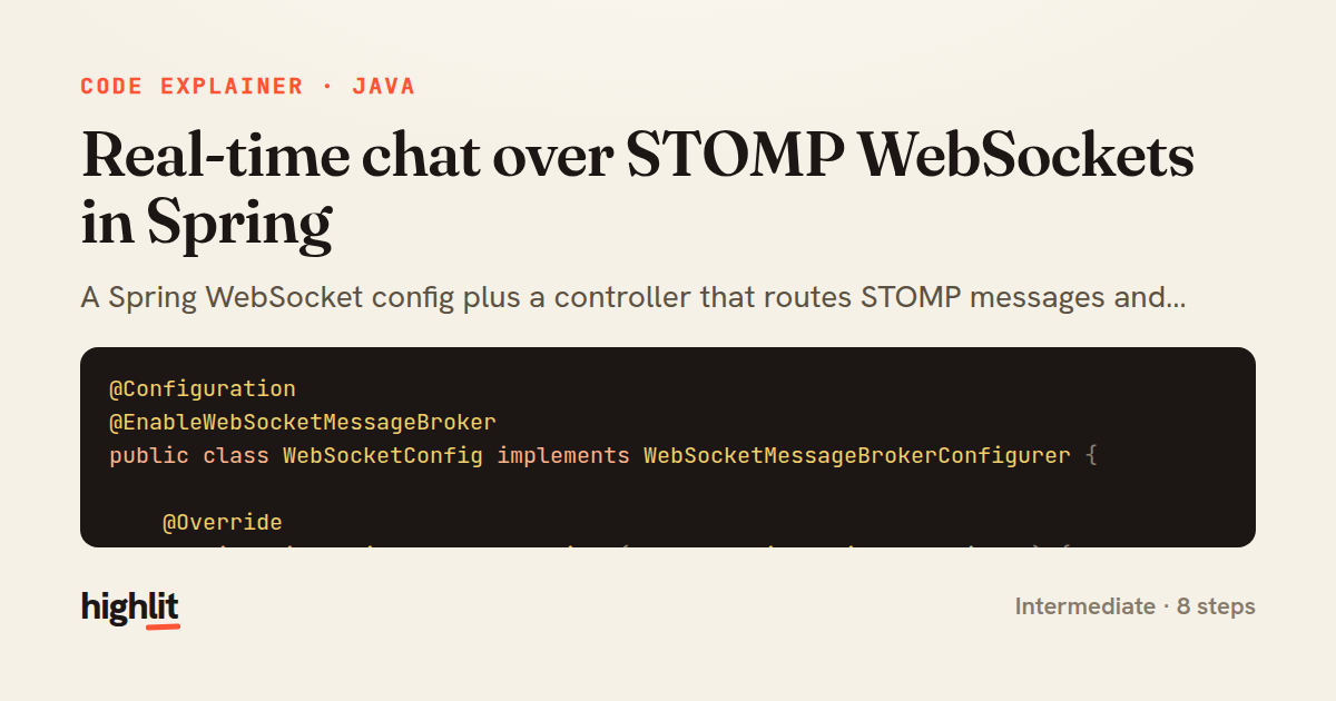 Real-time chat over STOMP WebSockets in Spring — share card