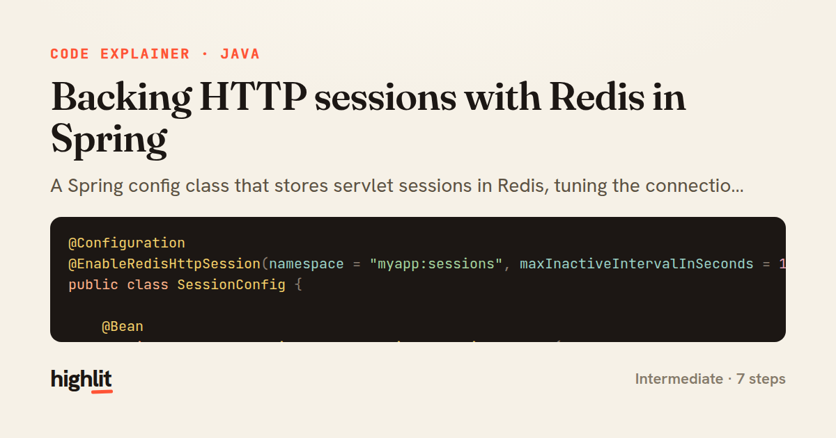 Backing HTTP sessions with Redis in Spring — share card