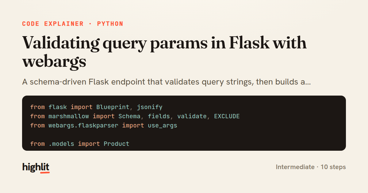 Validating query params in Flask with webargs — share card