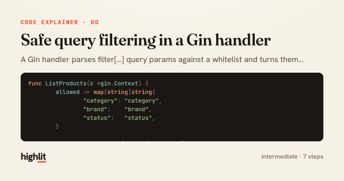 Safe query filtering in a Gin handler — share card