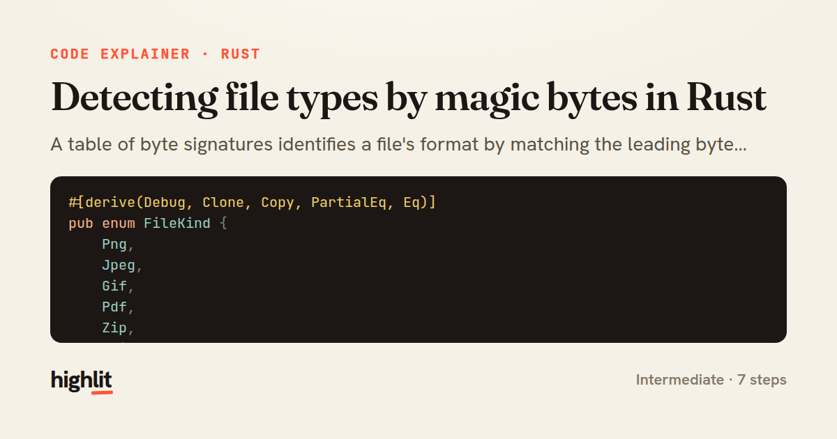Detecting file types by magic bytes in Rust — share card