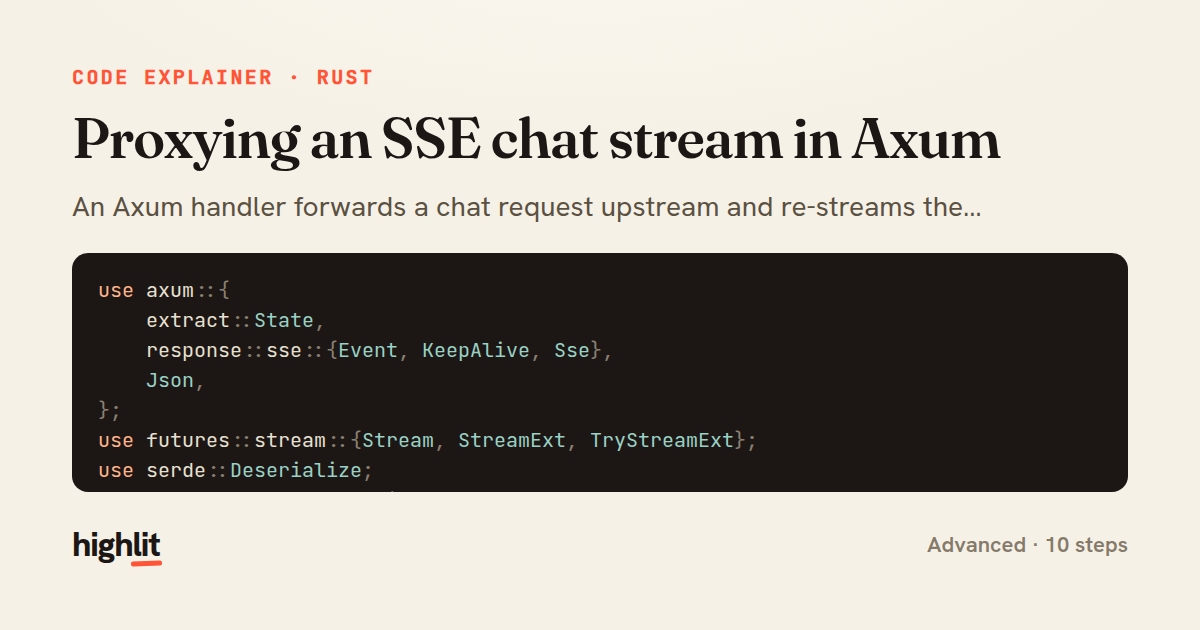 Proxying an SSE chat stream in Axum — share card