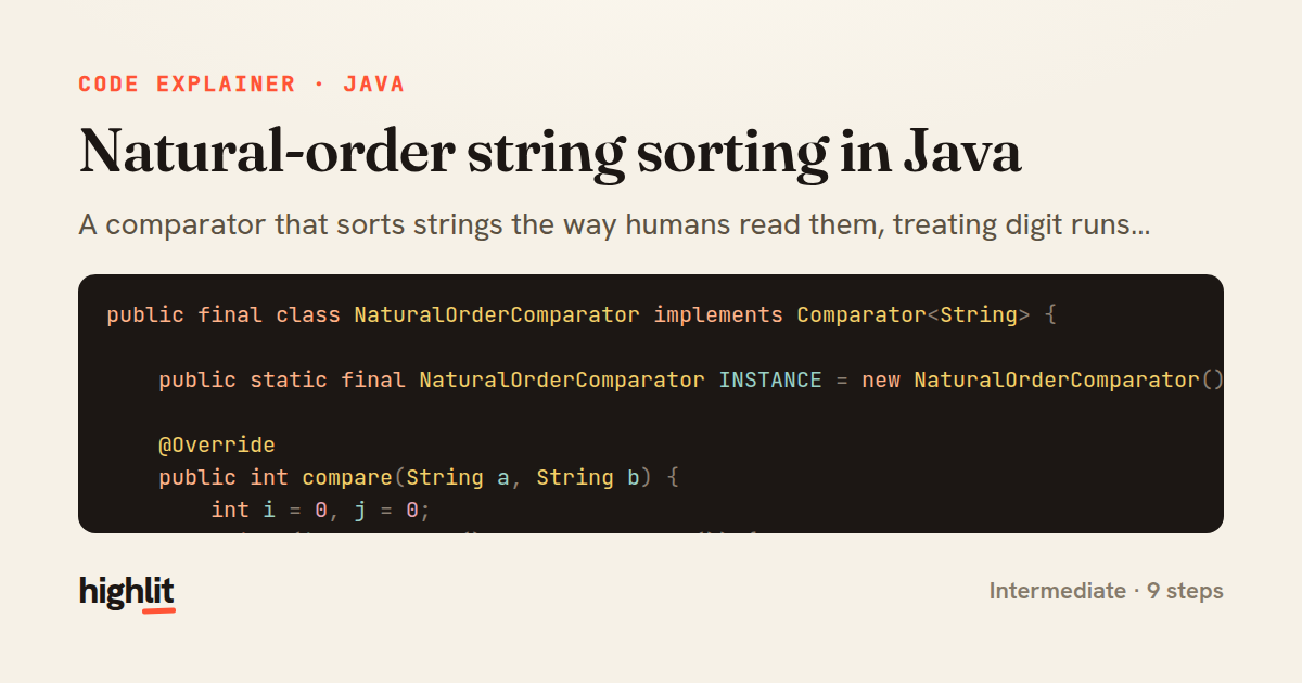 Natural-order string sorting in Java — share card
