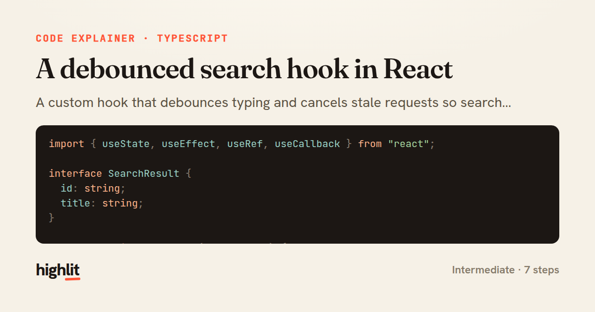 A debounced search hook in React — share card